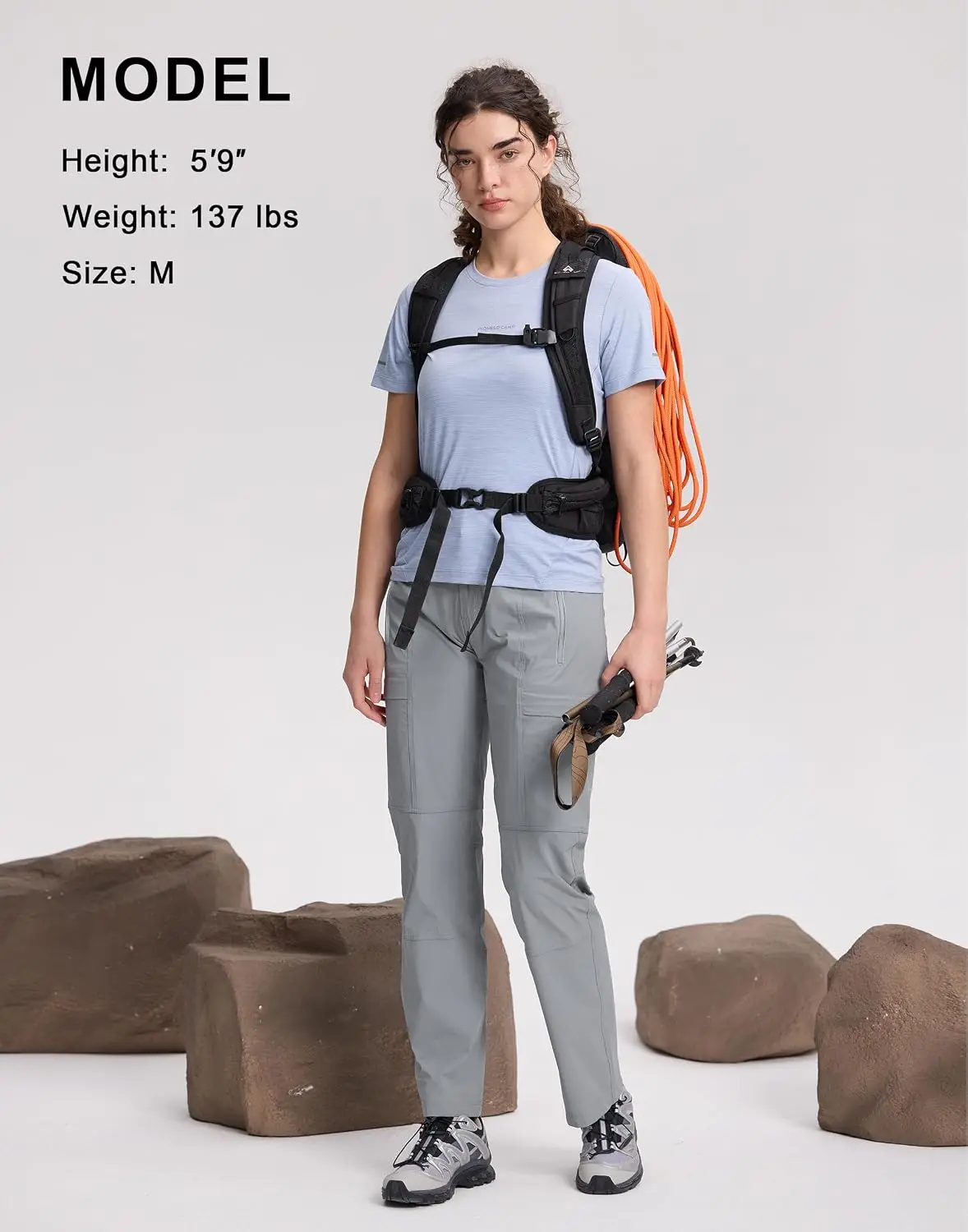 Pioneer Camp Women's Pants Cargo Hiking Outdoor Clothes Packable Ultra-Light Stretch Work Travel Pants with 4 Pockets Trail