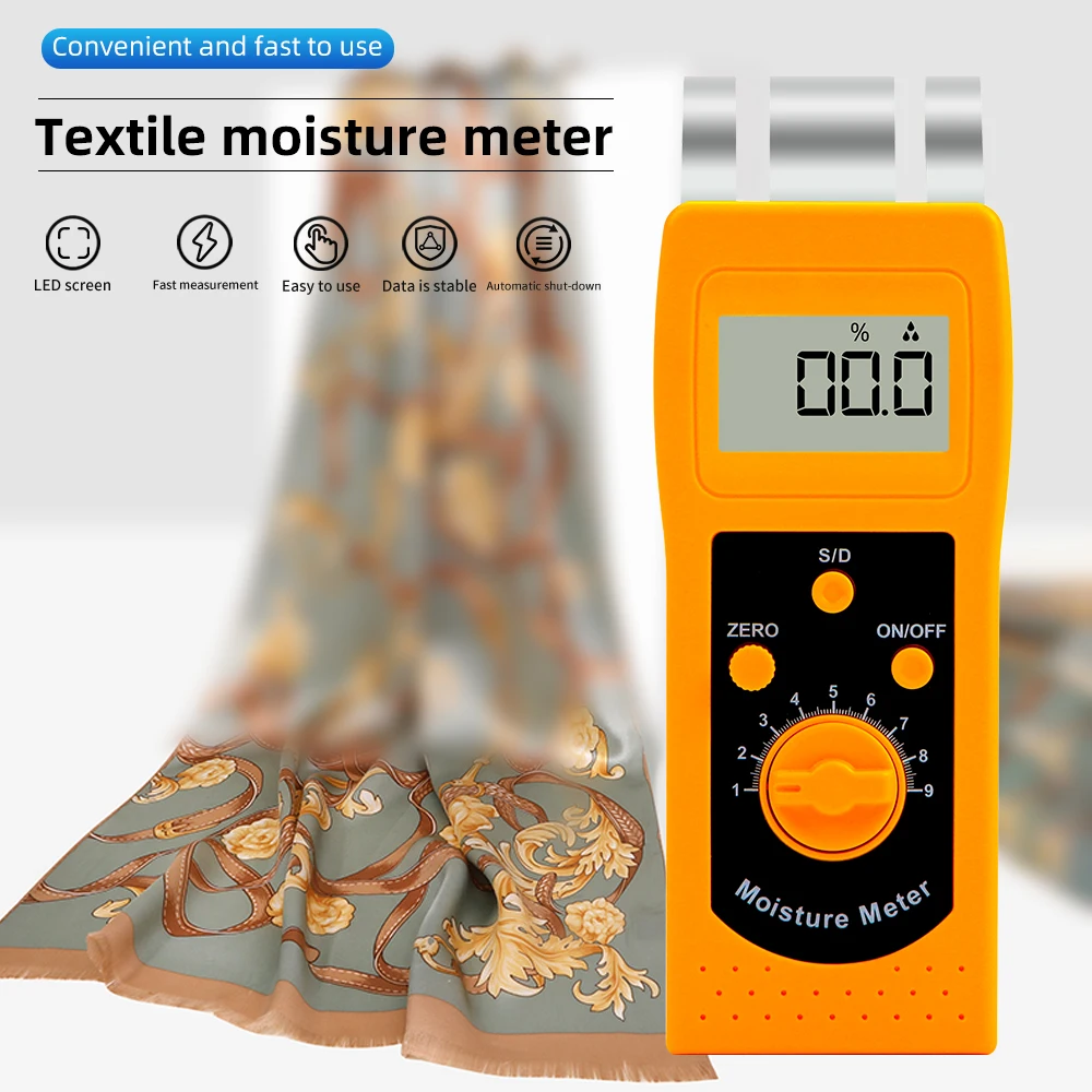 

DM200T Textile Moisture Meter Sensitive Induction Probe Humidity Instruments Digital Hygrometer Used for Measuring Garment Yarn