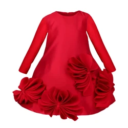 2025 New Eid al Fitr High Fabric girls Children's Festival Dress Party Focus Dress Long Sleeve Bubble Sleeve Princess Baby Dress
