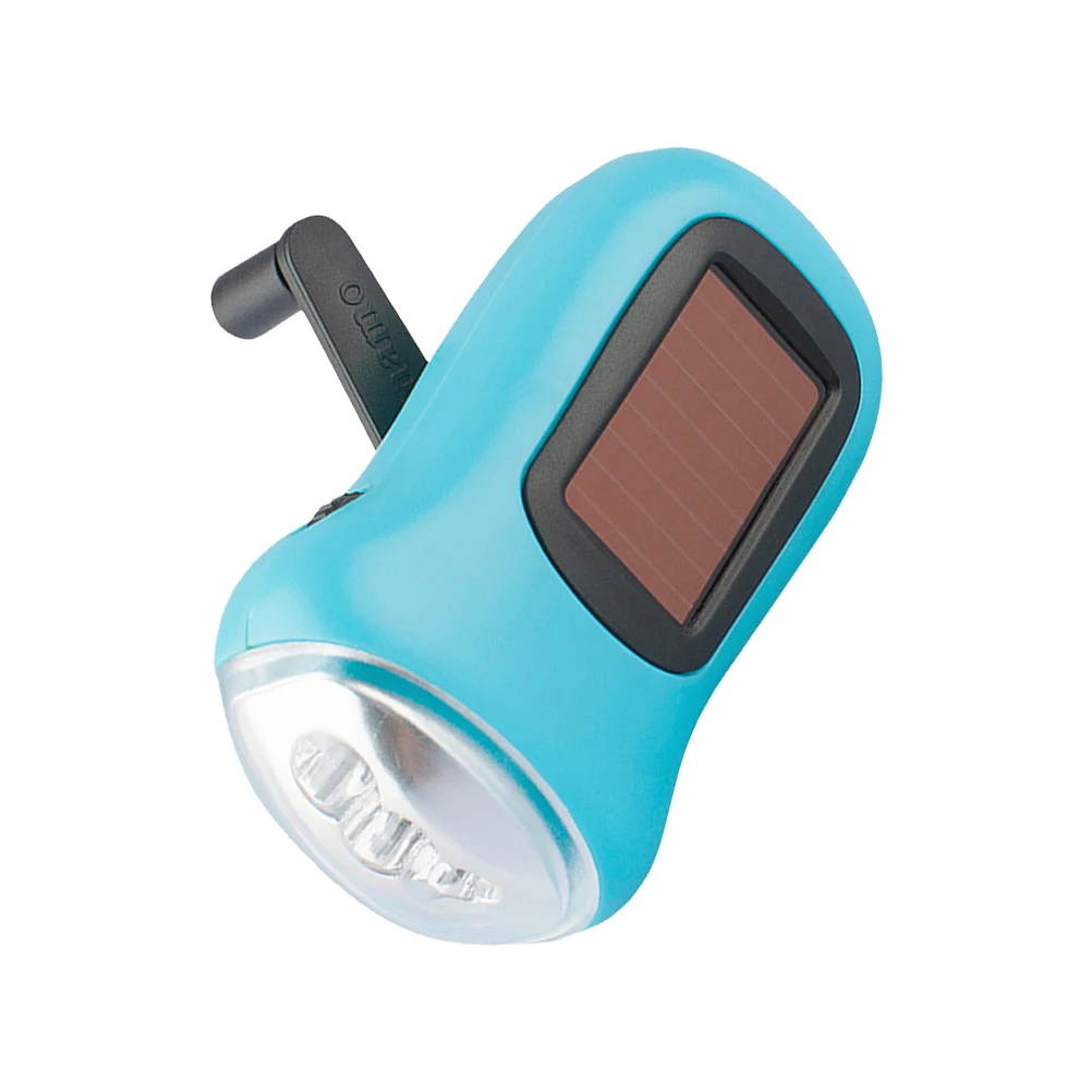 

Solar Power Flashlight LED Camping Lantern Hand Crank Emergency Torch Light Portable Outdoor Tool Abs Material Anti Lost Strap