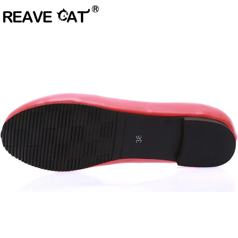 REAVE CAT Big size 31-47 Spring summer Autumn Ladies shoes Women\'s flats Black Red White Pink Fashion Sweets Party QL5270
