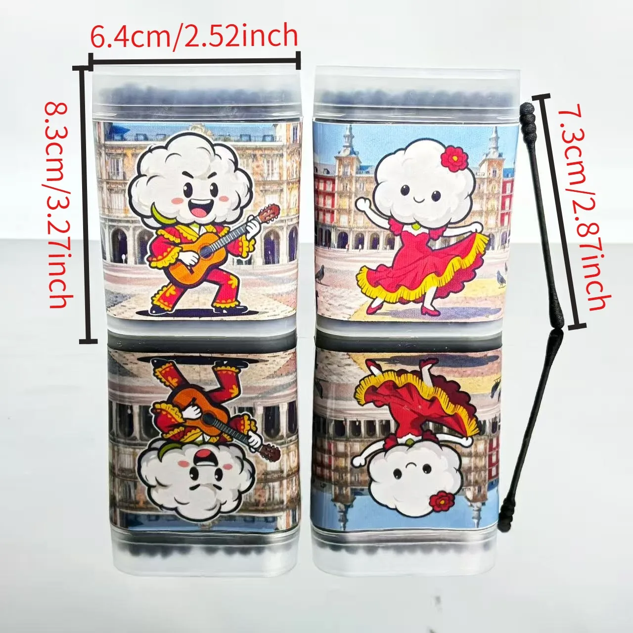 200 Uds hisopos de algodón negros de doble punta con temática española, palos de hisopo de algodón de elemento español rojo redondo en espiral creativo