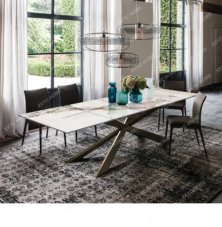 

Compact Luxury Rock Board Dining Table Modern Simple Large Villa Dining Table Modern Display Jantar Trendy Furniture