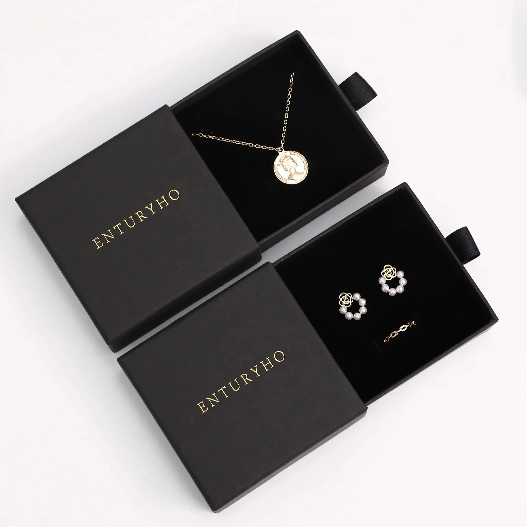 50-500pcs Custom Logo High-end Jewelry Packaging Box Drawer Box Bracelet Pendant Ring Box Small Jewelry Box With Logo Wholesale