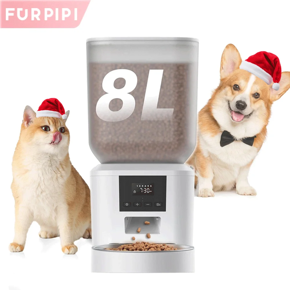 

270.51oz Automatic Dog Feeder with Key Control Furpipi Manufacture User-Friendly Time Setting Food Feeder Dispenser for Dog Cat