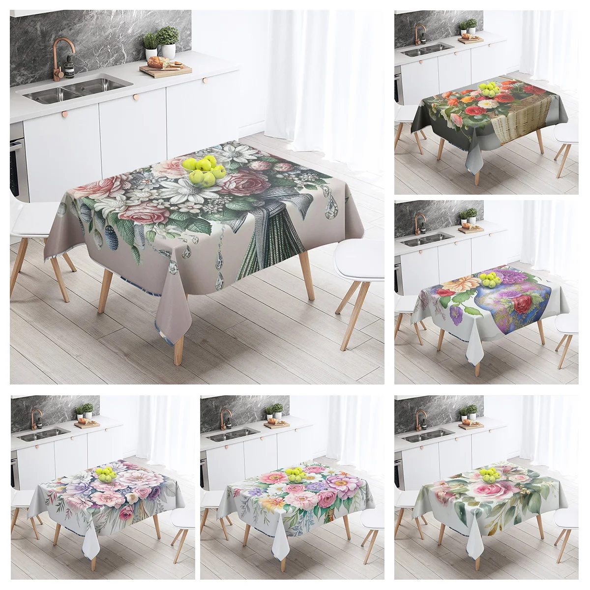 

2025 New Plant Flower Tablecloth Waterproof and Oil-proof Dining Tablecloth Nordic Style Living Room Tablecloth Home Decoration