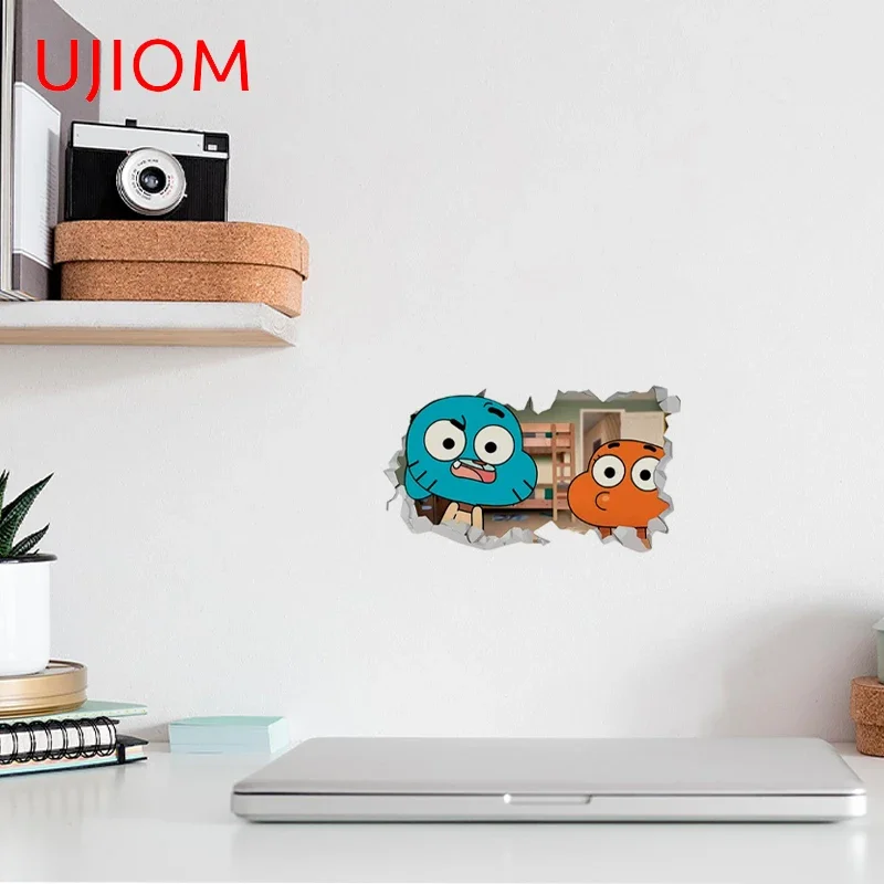 UJIOM 13cm Darwin Gumball Tear Anime Wall Stickers Sunscreen Graffiti Baby Nursery Room Surfboard Decal Amusing Home Decor