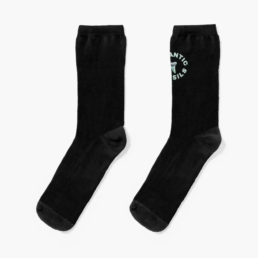 Bolder Black & Blue Atlantic Fossils Shark Tooth Print Socks FASHION anime Socks Women's Men's