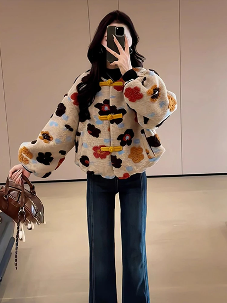 

Новая женская повседневная куртка в китайском ретро-стиле с цветочным узором, на хлопковой подкладке, с длинными рукавами, весна 2026, новинка