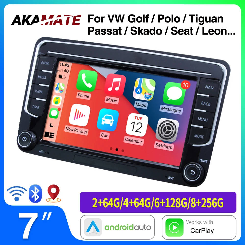 7inch Car Radio CarPlay Android Auto GPS Navigation for VW Passat Tiguan GOLF POLO Volkswagen Seat Skoda Multimedia Player 2Din