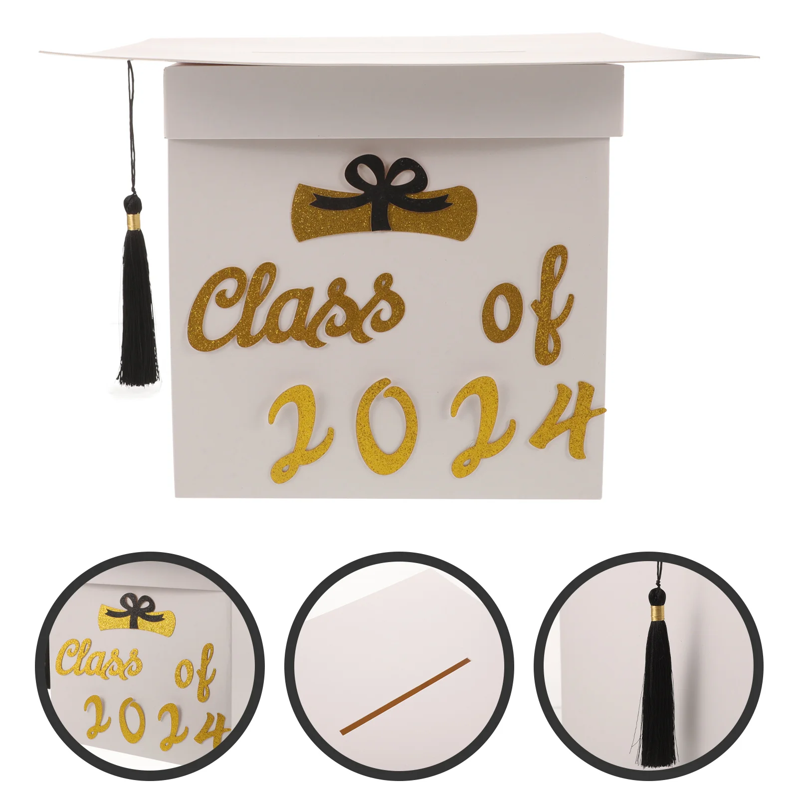 

Graduation Cards Box Grad Cap Shape Card Box for Party Blessing Messages Decor 2024 Card Boxes for Parties Grad Boxes