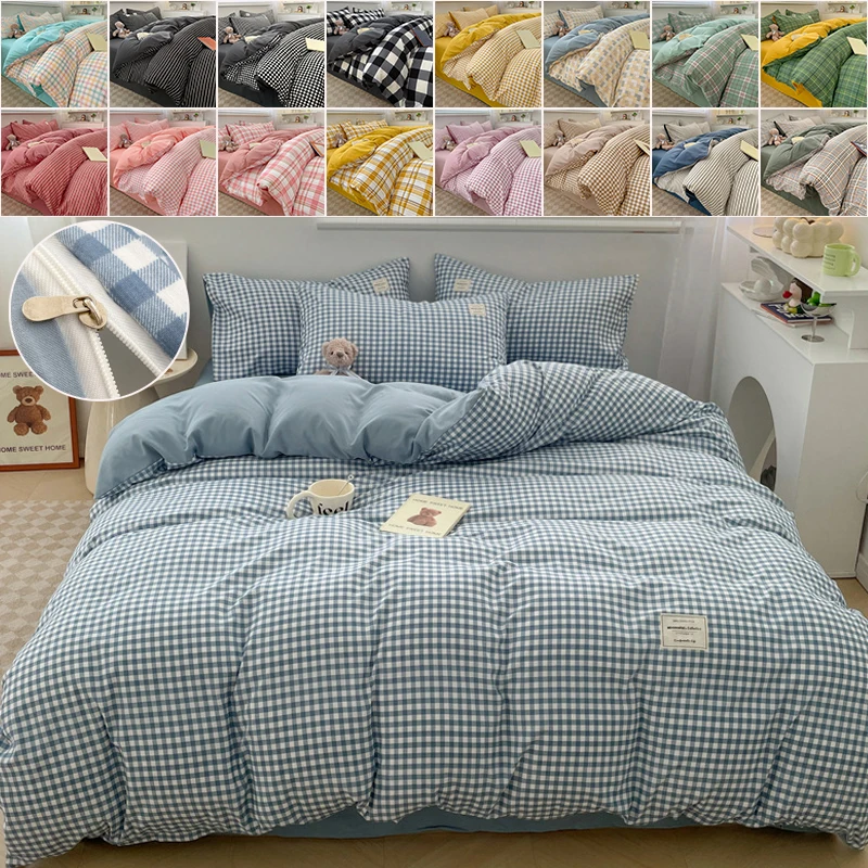 

2025 Newest Fashion Bedding Set Soft Washed Cotton Skin Friendly Comforter Cover Sheet Pillowcases Home Decor Bedding Set 침구세트
