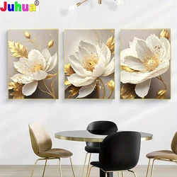 Triptych Golden Plant White Flower DIY diamond painting New 2024 Full Diamond Mosaic Cross Stitch Embroidery Kit Home Decor