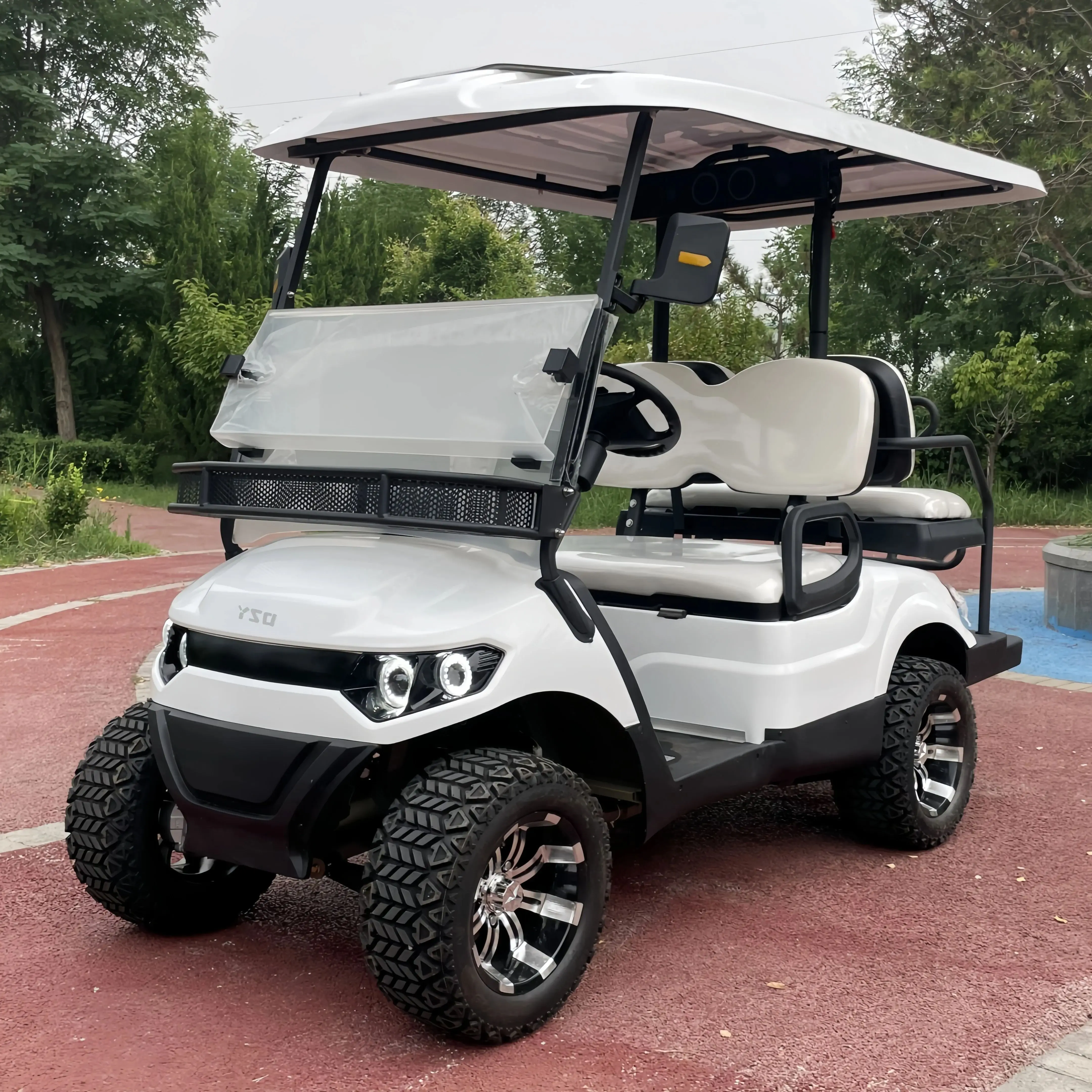 Carro de golf eléctrico de 4 plazas de alta gama ODM de fábrica, vehículo de recepción de parque de atracciones, cochecito eléctrico, cochecito de playa