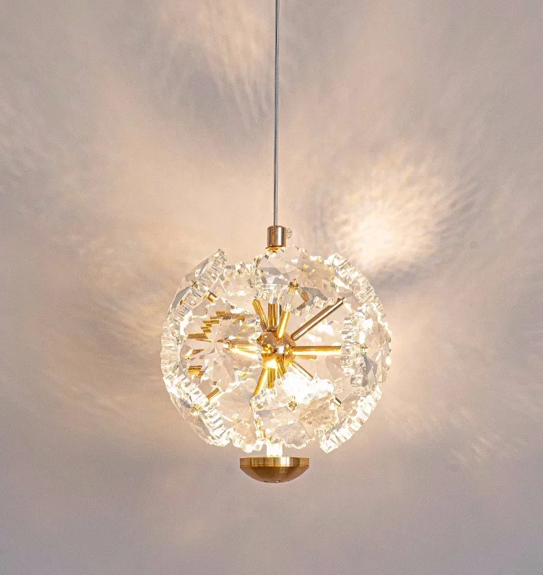 Light luxury French crystal bedside chandelier Flower sphere advanced sensecreative dining room Dining  bed c