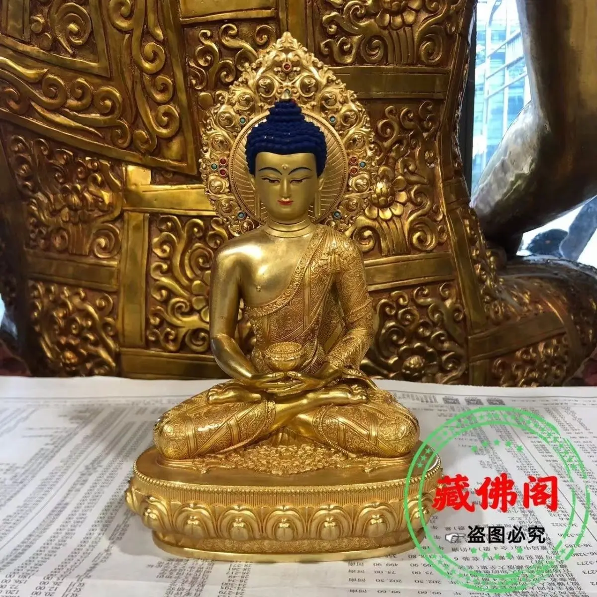 25cm Amitabha Buddha Pure Copper Precision Craftsmanship Tibetan Gilded Buddha Statue Bronze Statue Home Living Room Buddha Hall