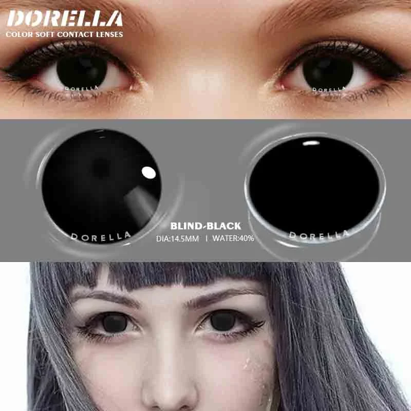 D\'ORELLA 1 Pair Halloween Contacts Lenses Color Contact Lenses for Eyes Yearly Anime Lens Cosplay Contacts White Mesh Blind Lens