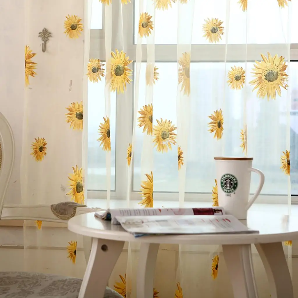 Sheer Gauze Curtain Panels Elegant Decorative Strips Curtains Window Treatments for Home Bedroom Study Kids Room