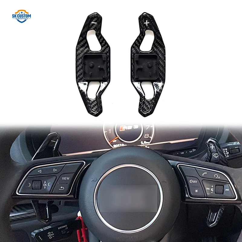 Carbon Fiber Steering Wheel Paddle Shift for Audi A3 Q3 S5 A4 S4 B8 Q5 S6 A5 S5 Q7 SQ5 Q6 S6 C7 TT TTS RS3 A7 S7 A5 RS6 A8 S8 S3 - view 2