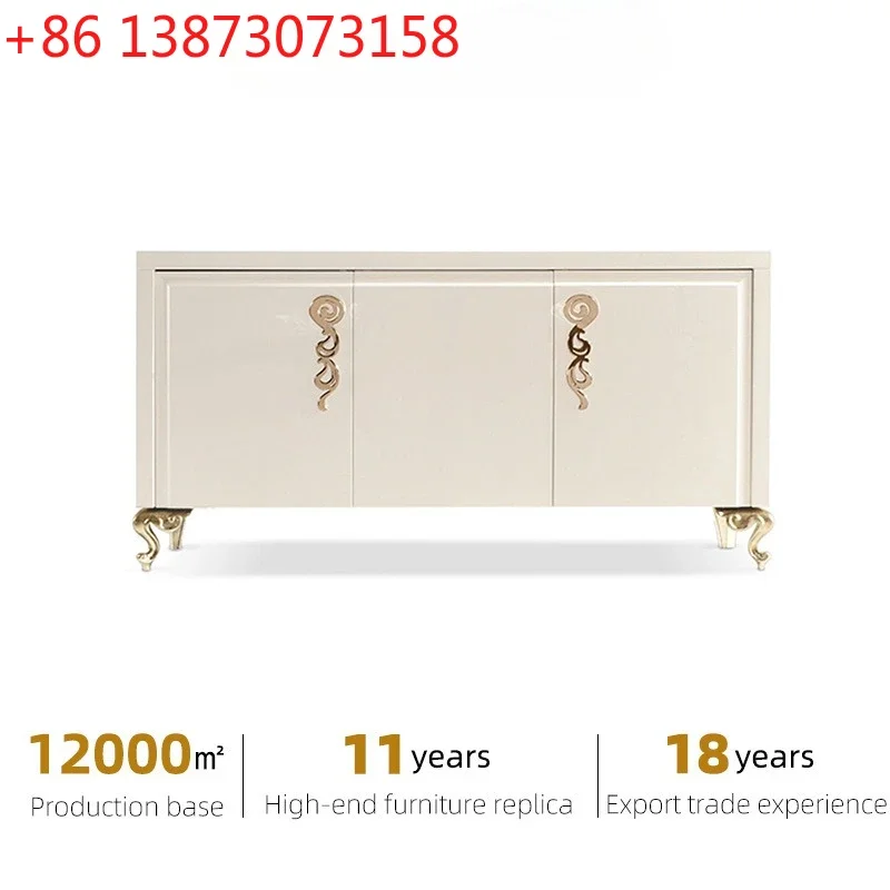 Cantori replica light luxury solid wood paint dining side cabinet villa high-end living room side cabinet light French