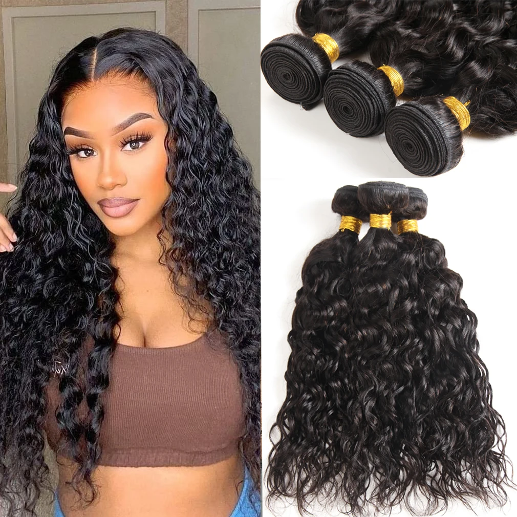 12A Water Wave Bundles Brazilian Human Hair Weave Bundles 1/3/4 Bundles Deal Top Quality 12A 100% Human Hair Extensions