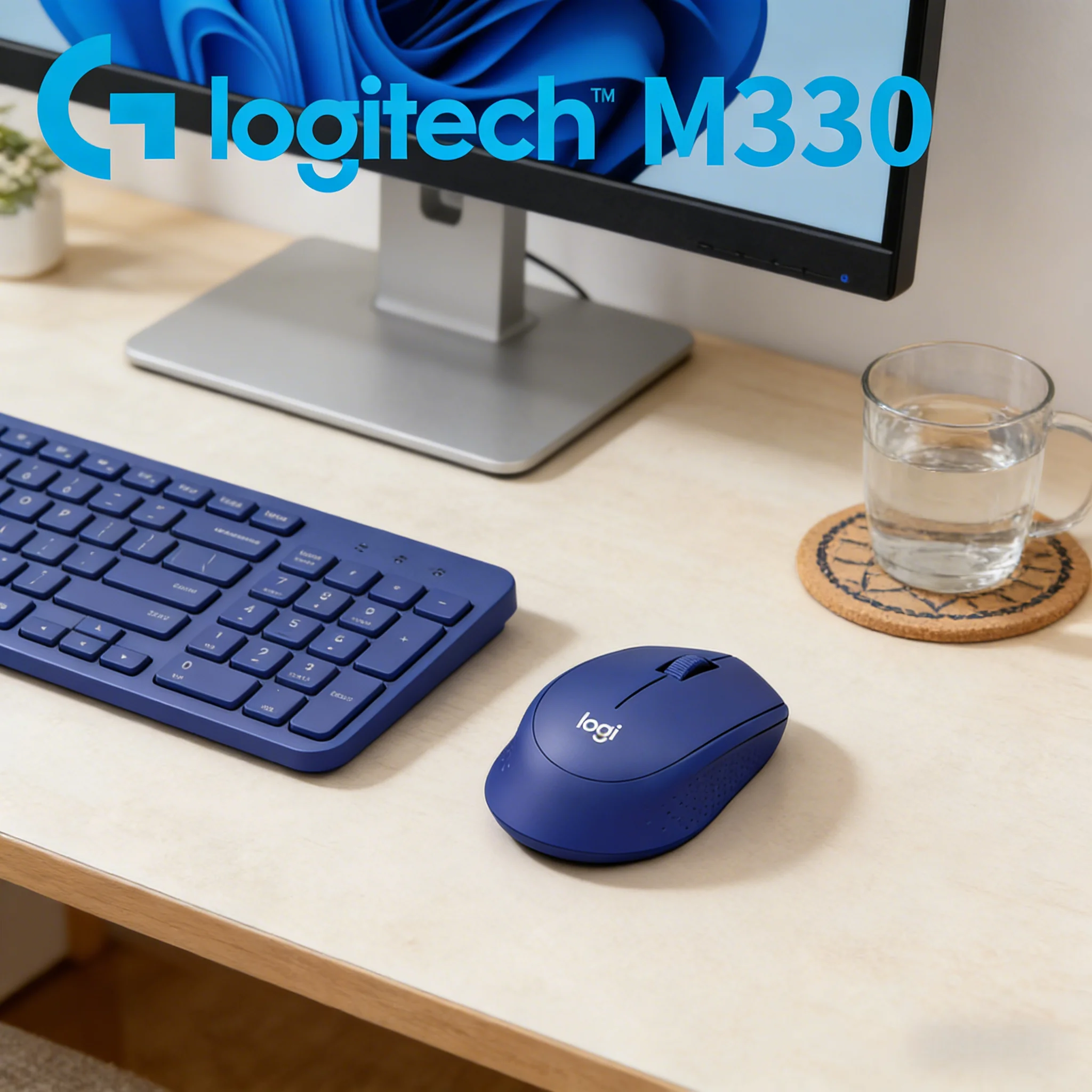 Logitech M330 Quiet Click Wireless Mouse 2.4GHz Plug & Play Silent Ergonomic Design for Windows Mac Laptop Desktop PC
