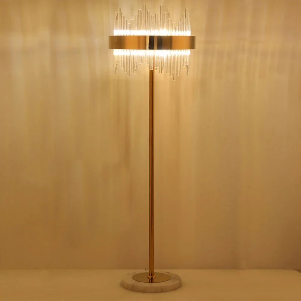 Imagem -05 - Modern Crystal Floor Lamp Led Stand Light Gold Fixtures Decoração do Quarto Interior Home Decor Sala de Estar Sala de Jantar Luxo