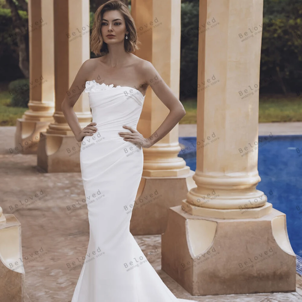 

Modern Wedding Dresses Satin Bridal Gowns Strapless Backless Robes For Formal Party Glamorous Vestidos De Novia Customized 2025