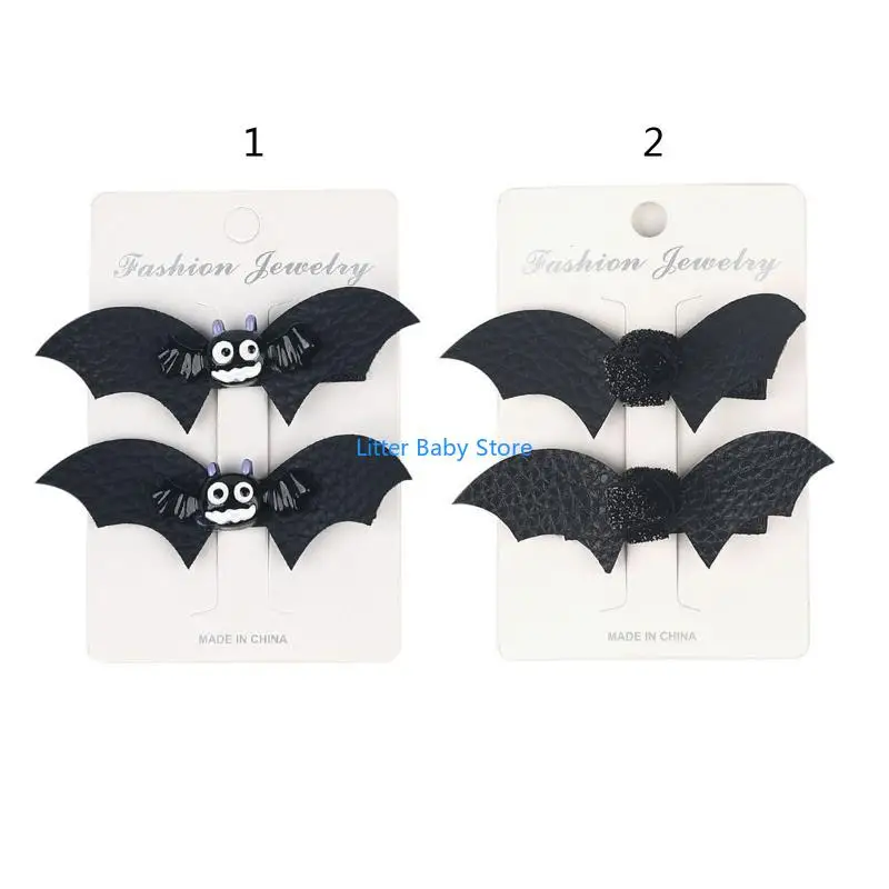 

N80C 2 Pieces Halloween Bat Hair Bow Clips Cartoon Wing Decor Barrettes Kids Cosplay