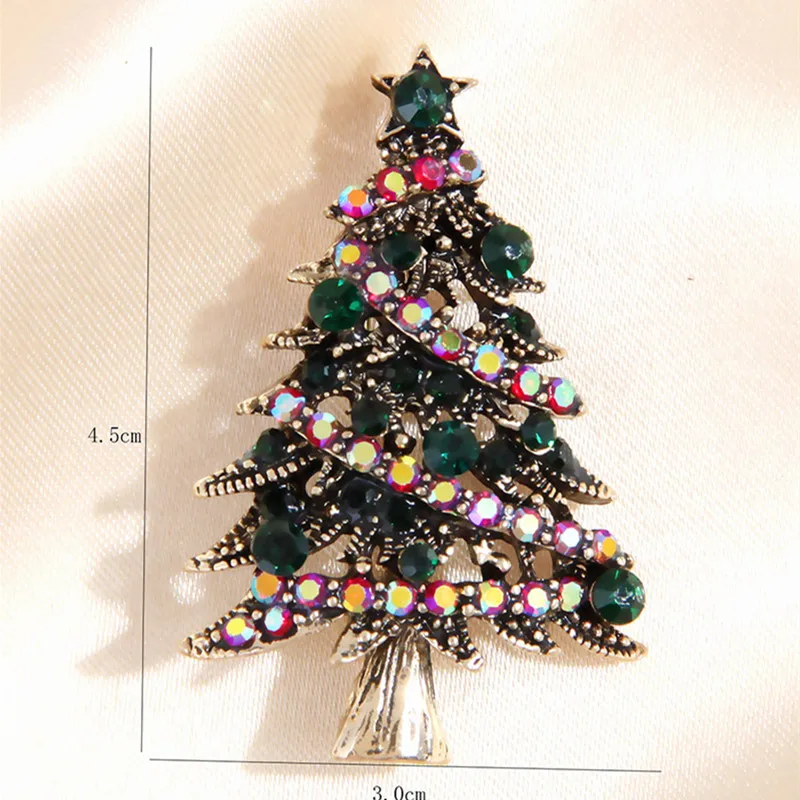 Fashion Christmas Tree Crystal Brooches For Women Bijoux Vintage Clothes Accessories