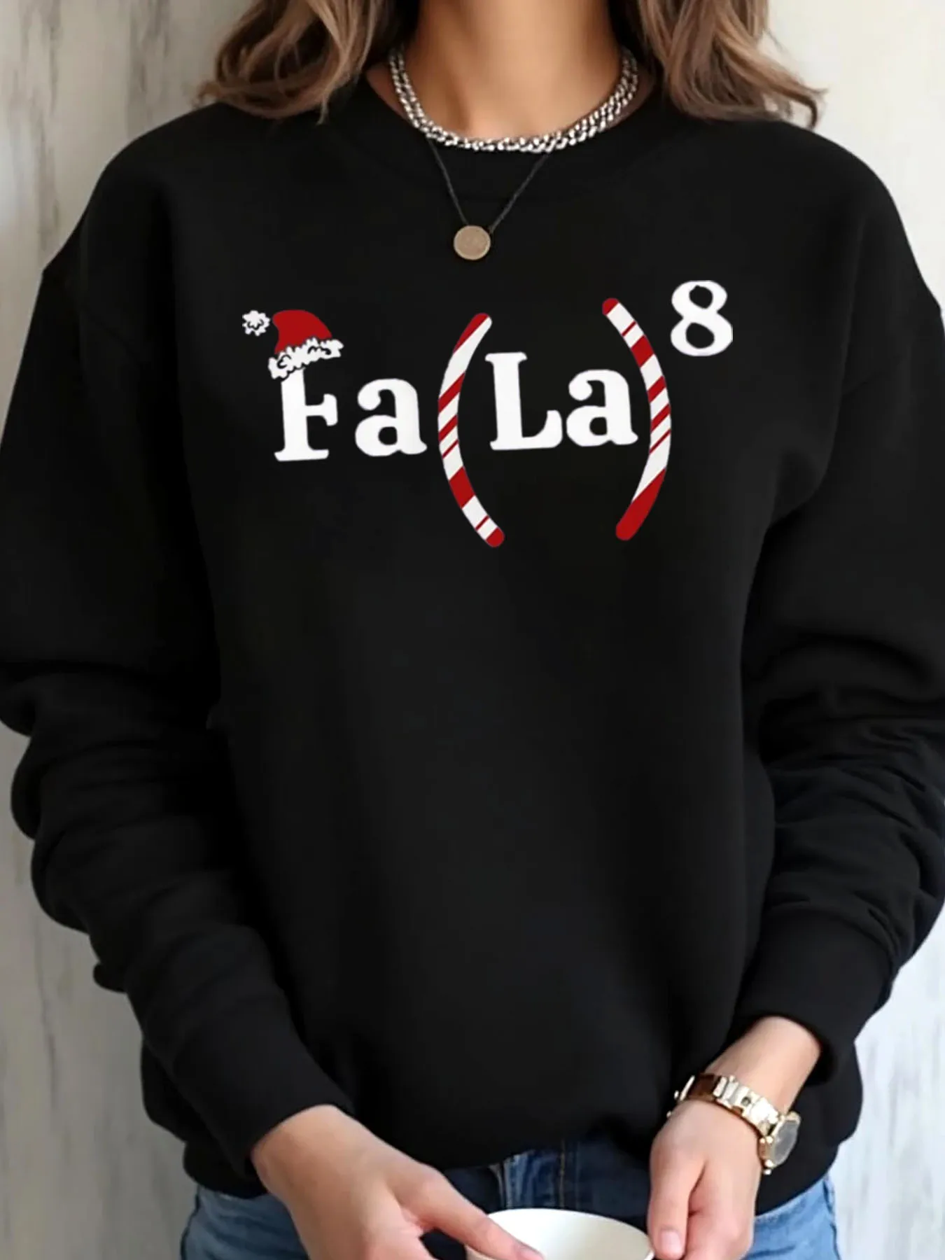 Felpa oversize da donna Natale Fa La Candy Cane Stampa Abbigliamento da esterno