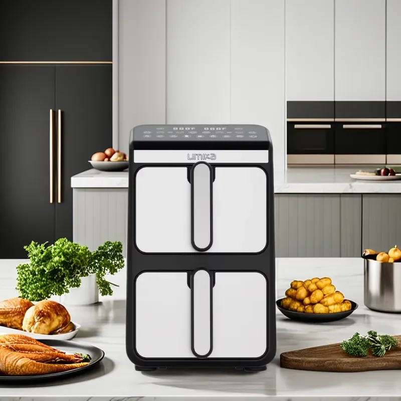 For DoubleStack 2 Basket Air Fryer Heated Rapid Air Kitchen Deep Fryer Without Oil