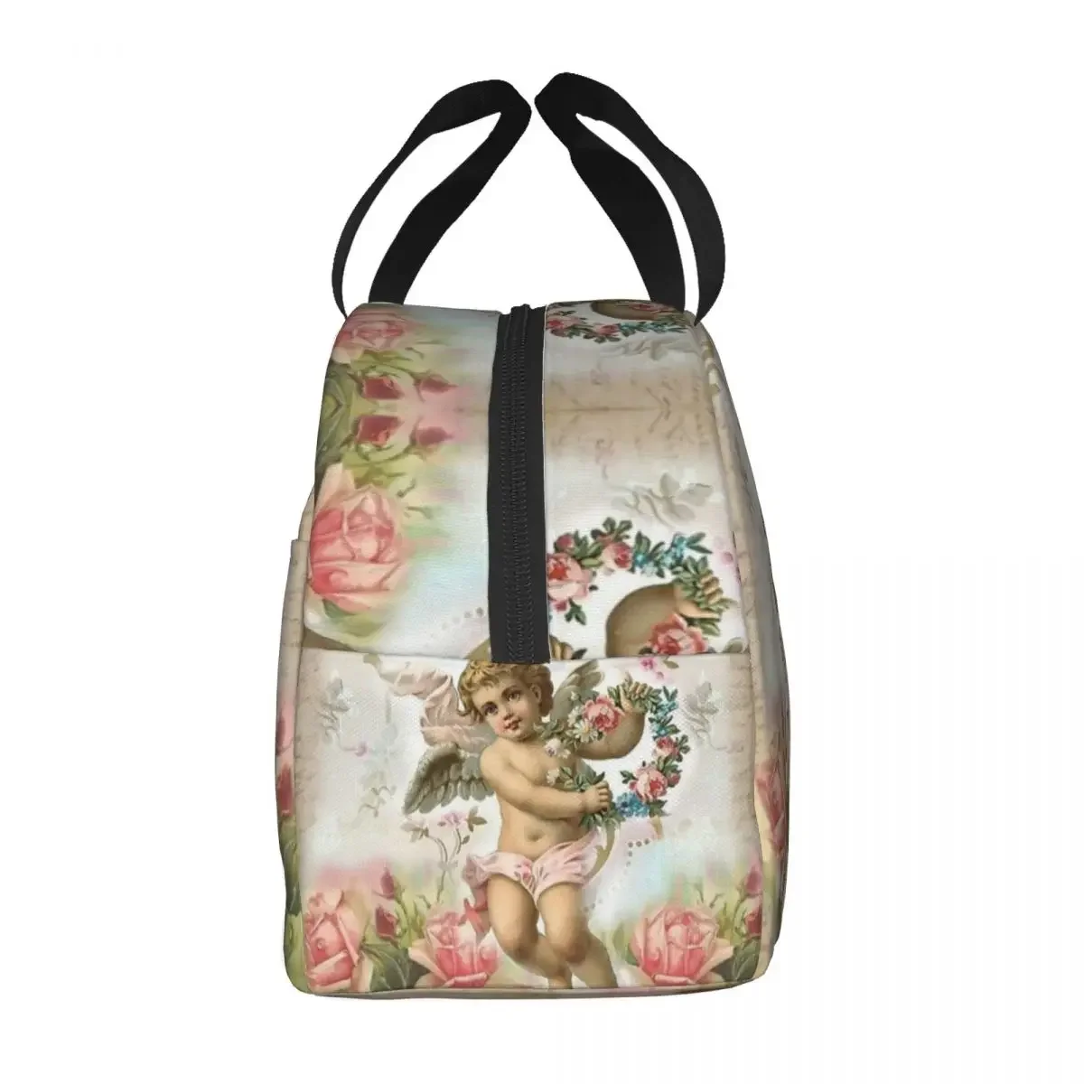 Vintage Rose Victorian Angel Lunch Bag Men Women Cooler Thermal Insulated Lunch Box for Kids School Work Picnic Food Tote Bags