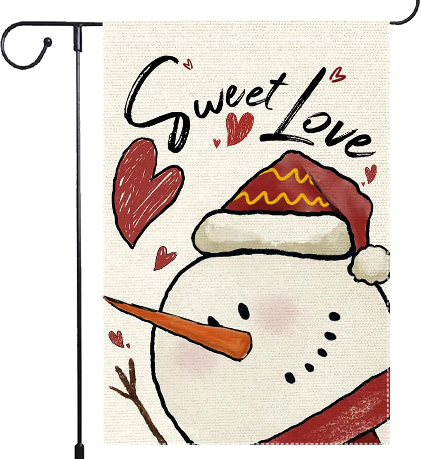 Sweet Love Snowman Snowflake Winter Christmas Garden Flag 12 X 18 Inch Double Sided Outside,Valentines Day burlap Simple Funny H