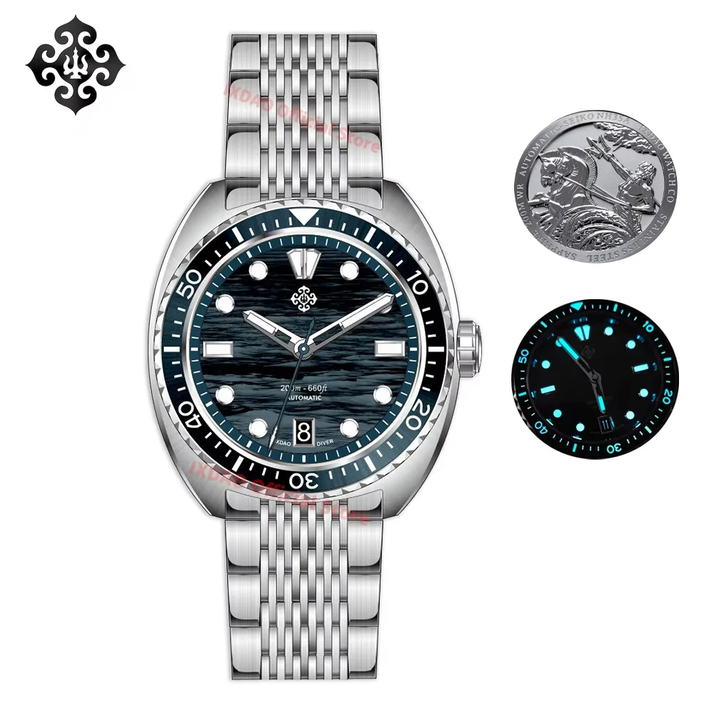 IXDAO IPOSE 2026 New Automatic Mechanical Men WatchNH35 Dragon Scale Pattern Watch Stainless Steel BWG-9 Diving reloj hombre image 3