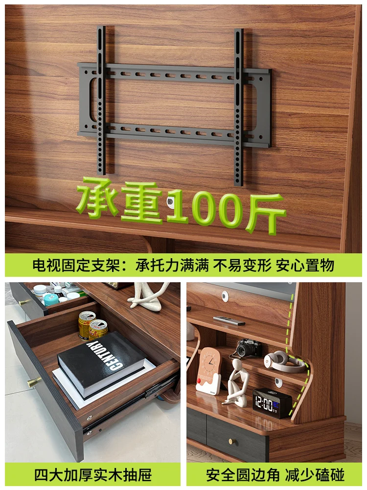 TV cabinet solid wood small apartment integrated combination mobile living room home floor storage cabinet locker