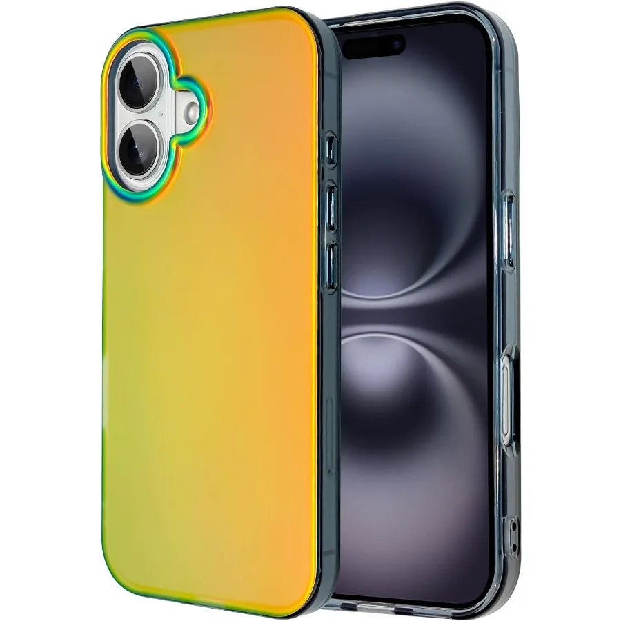 

Iridescent Fluorescent Laser Design Soft TPU Bumper with Hard PC Shell for iPhone 16 Scratch-Resistant Shockproof Protective