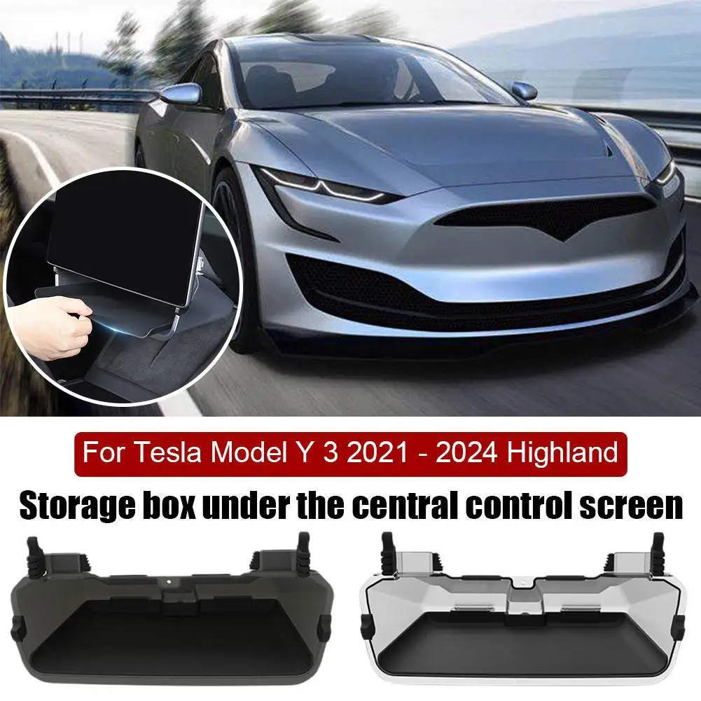 

1pcs For Tesla Y Updated Version Black Storage Box Tissue Accessories Stored Central Control Screen Mobile Phone Tray