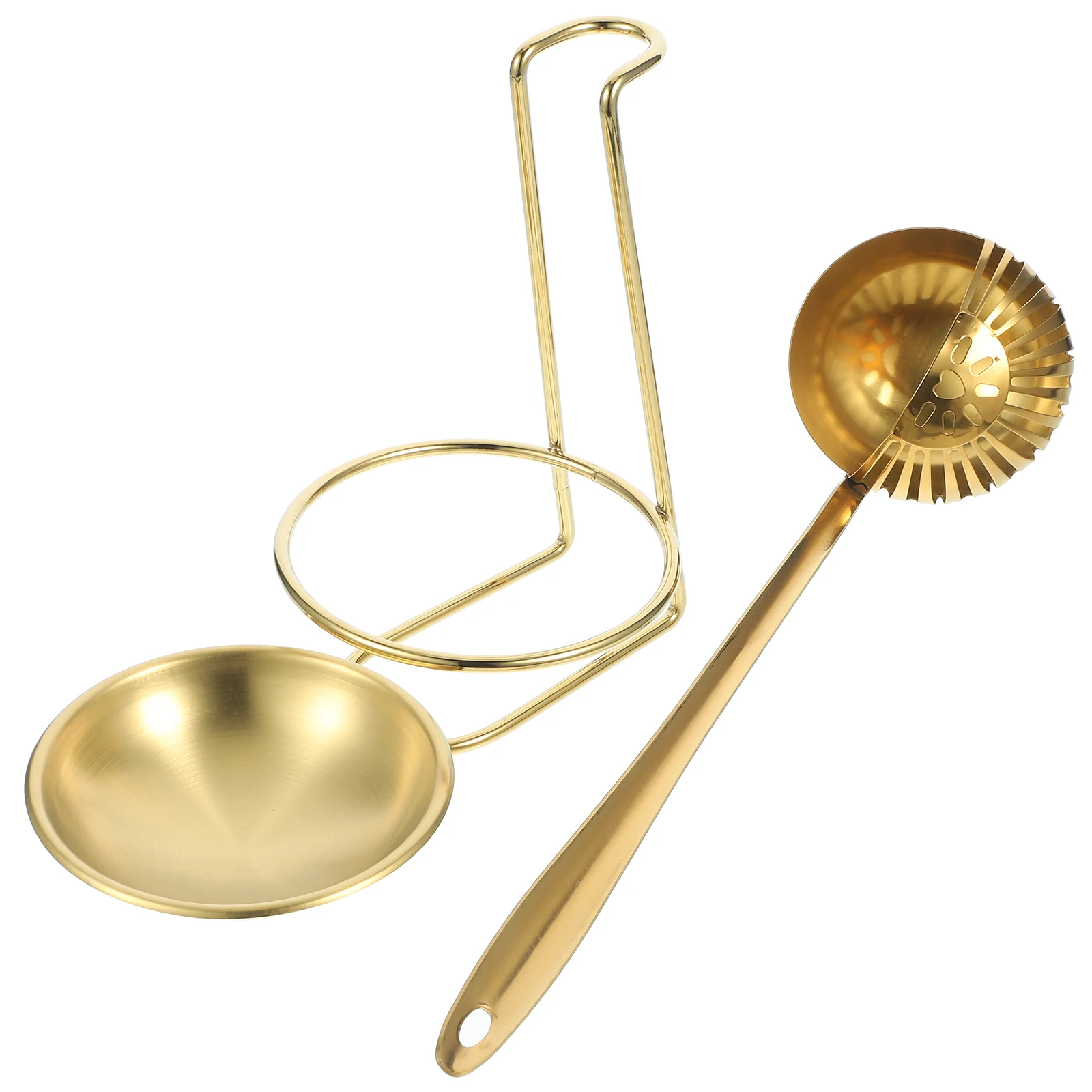 

Stainless Steel Spoon Rest Golden Kitchen Utensils Set Heat Resistant Practical Holder Display Rack 304 Material
