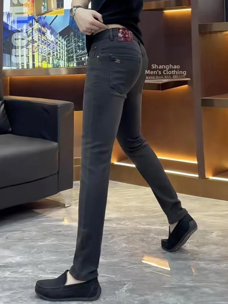 

Slim Fit Straight Leg Bla Jeans Men's Faion Spring Casual Wear Versatile Slimming Trousers Modern Sle Youth