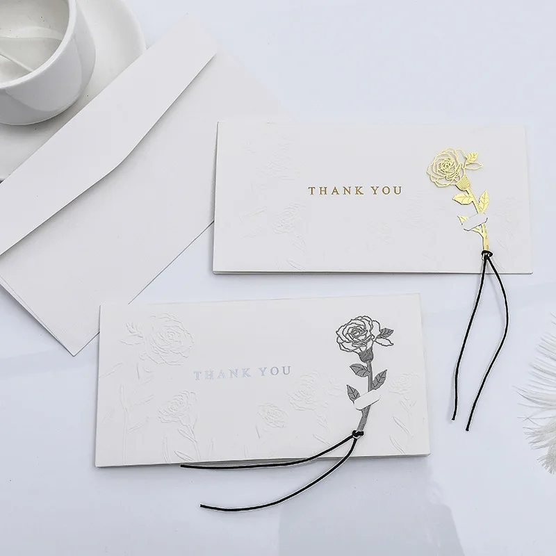 

Thank You Card With Envelope Birthday Greeting Card Teachers Gratitude High-grade 3D Rose Cards for Wedding Invitations Business
