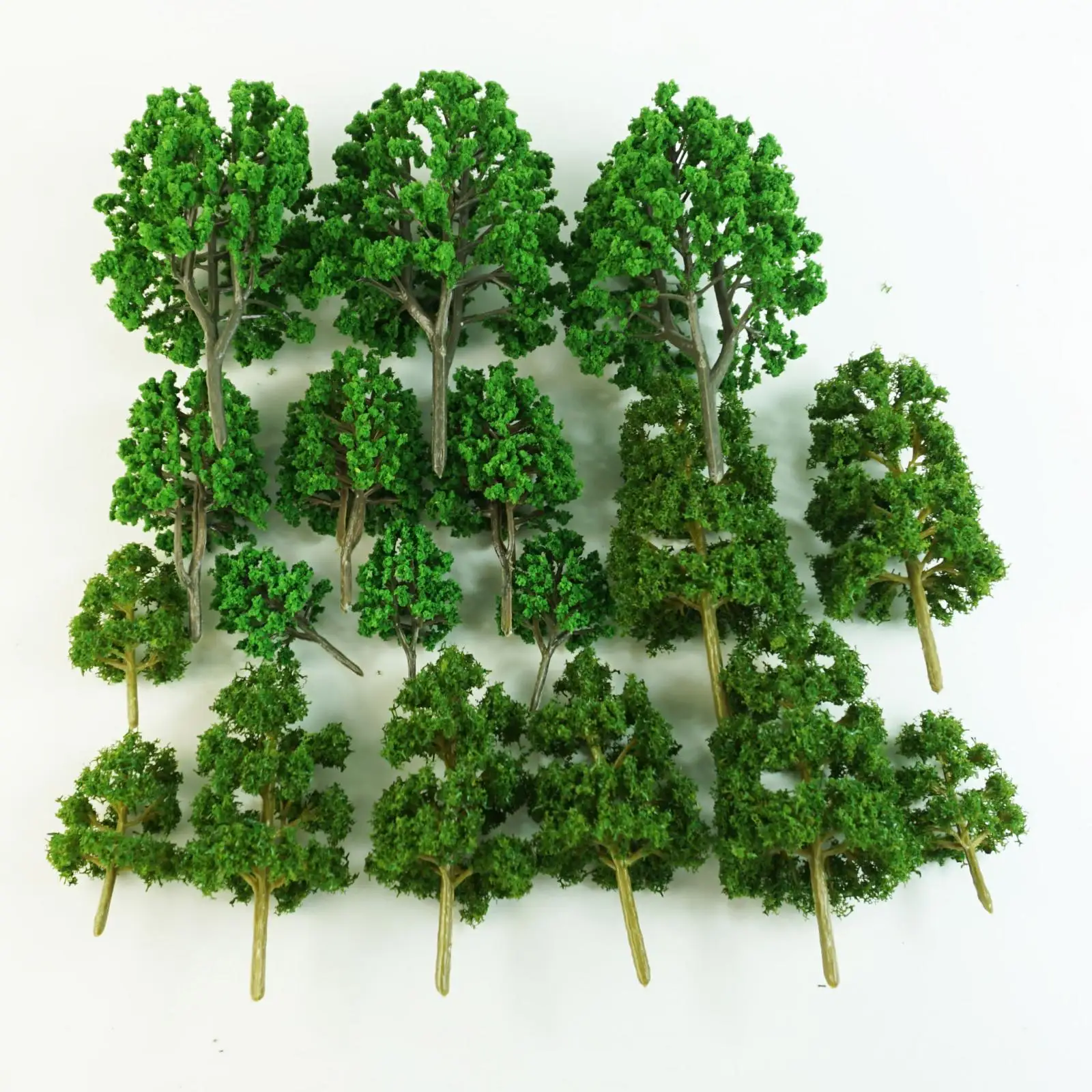 Set of 18 Plastic Miniature Model Trees for Building Trains Railroad Layout