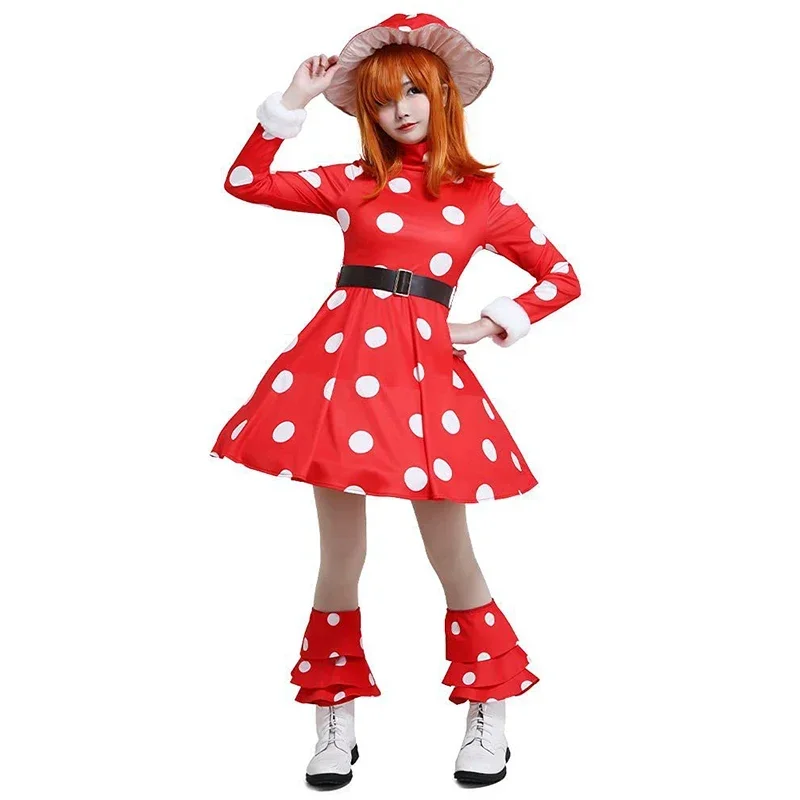 3XL Anime My Hero Academia Kinoko Komori Cosplay Costume Red Mushroom Dress Suit With Hat Halloween Christmas For Adult MN9