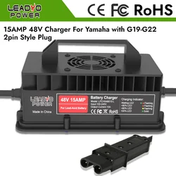 15A 48V Battery Charger for Yamaha G19-G22 with 2-Pin Plug Battery smart lead-acid Charger 800W Golf Cart