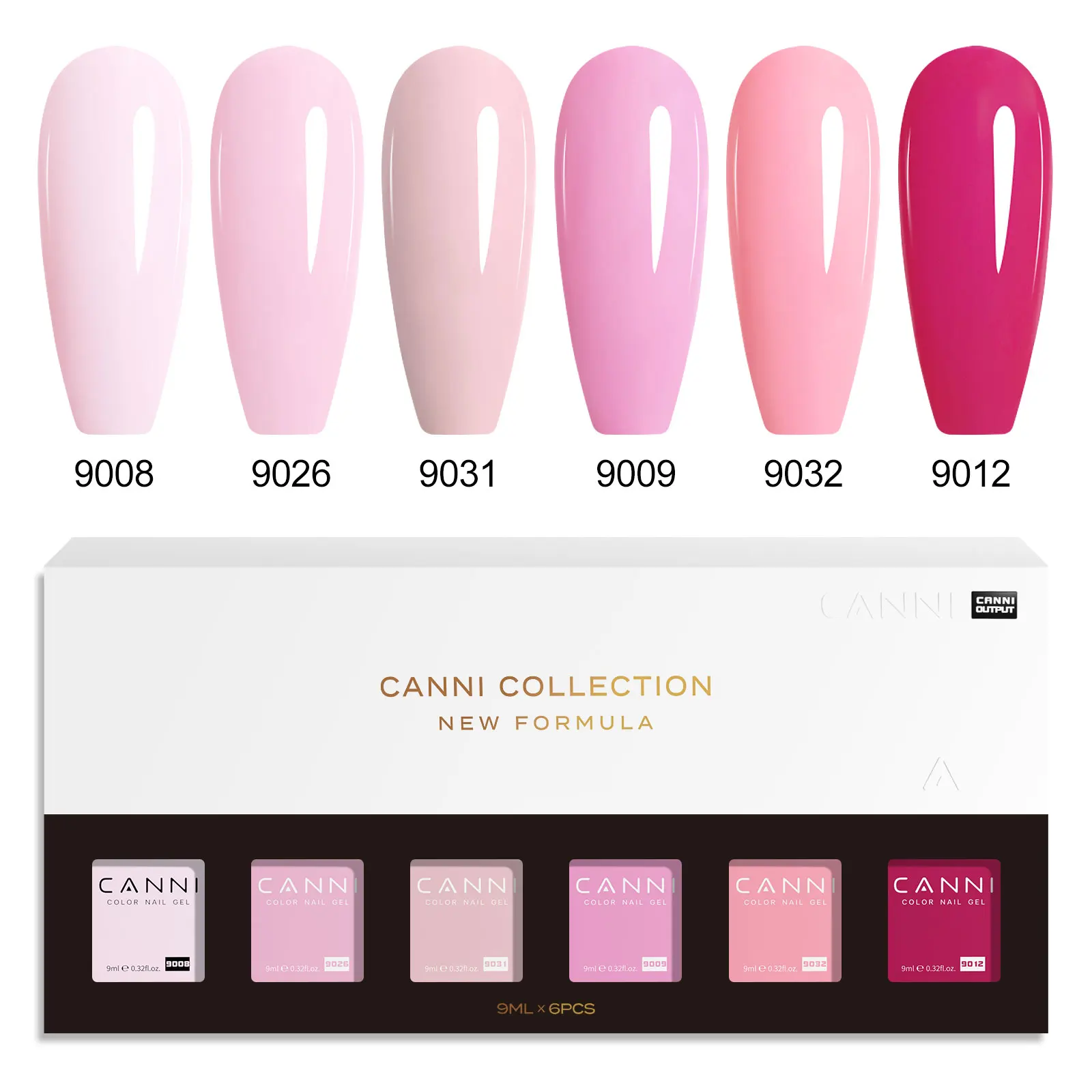 9ml*6pcs CANNI Color Gel Kit TPO FREE HEMA FREE Nail Gel Polish Set Semi Permanent Long Lasting Soak off UV LED Gel Varnish