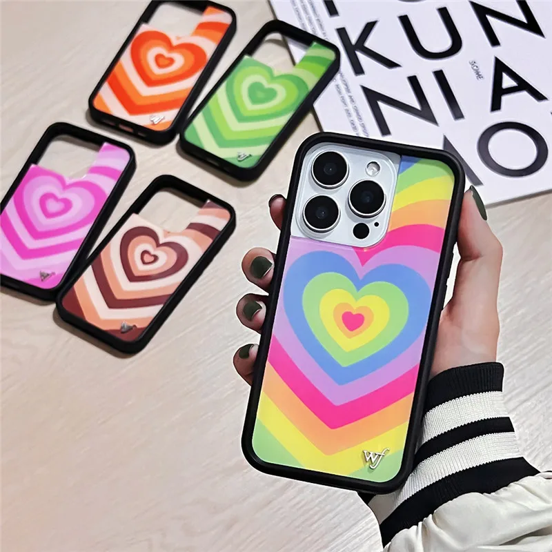 

USA WF Wildflower 3D LOVE Phone Case for iPhone 15plus 12 13 14 15 16 Pro Max Plus 16pro 16plus kaleidoscope label Phone Cover