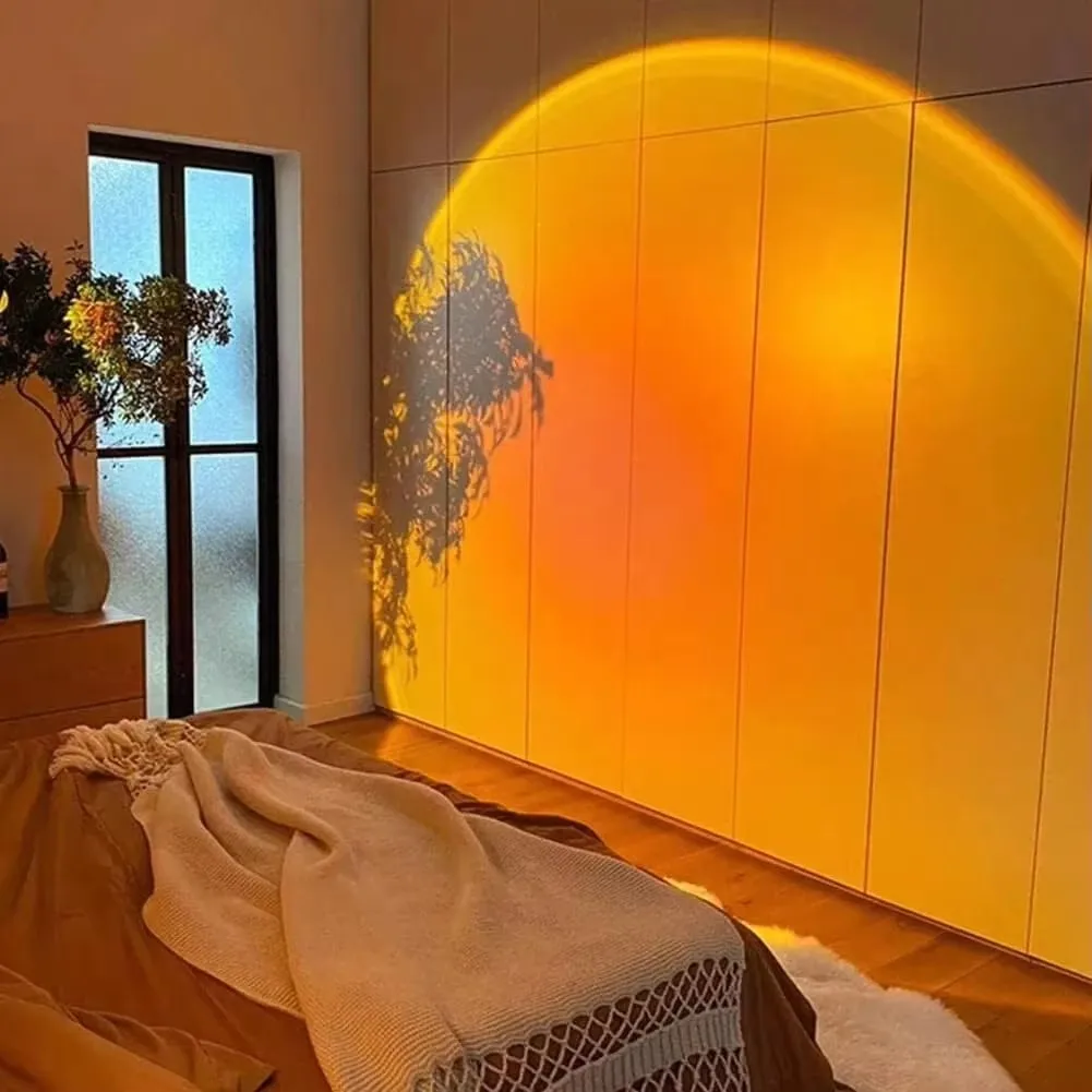 USB Room Photo Atmosphere Light, Sunset Projection Lamp Home Decoration Atmosphere Lamp for Home Living Room and Bedroom