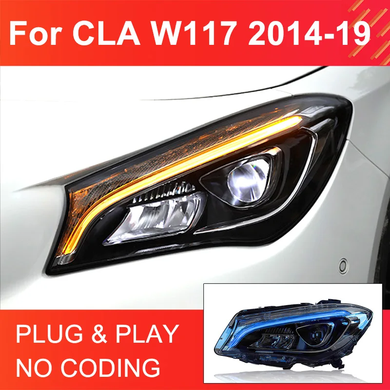 

1 Pair LED Head Light Assemly for Mercedes Benz CLA W117 2014-2019 Plug and Play with LED DRL Dynamic Turn Animation Headlights