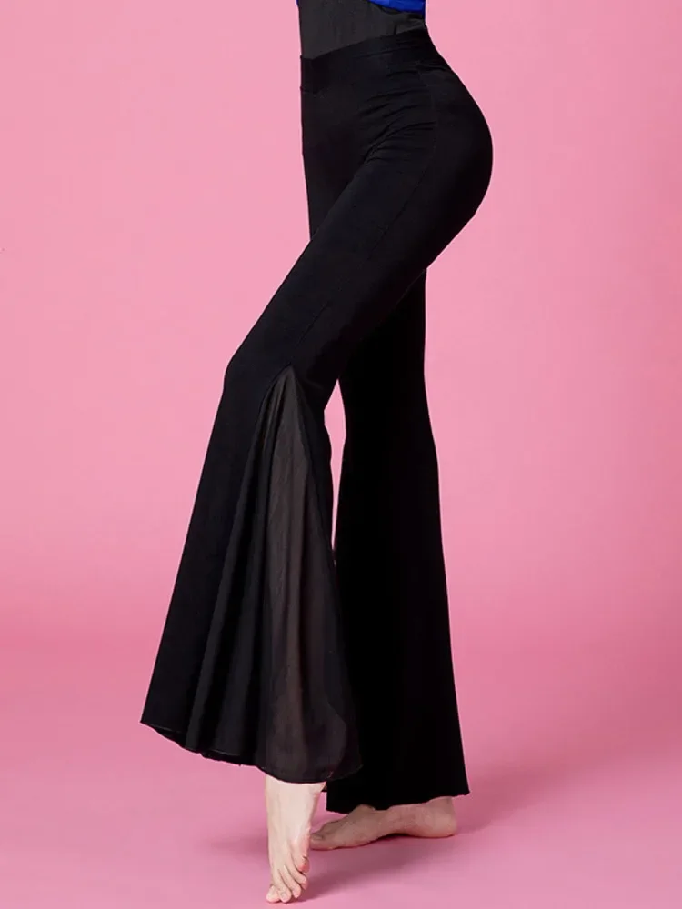 Pantalon de Cabaret Solide pour Femme, Costume de brevdu Ventre, Tenue Latine Élégante, Jambes Larges, FjFor, Bal, Tango