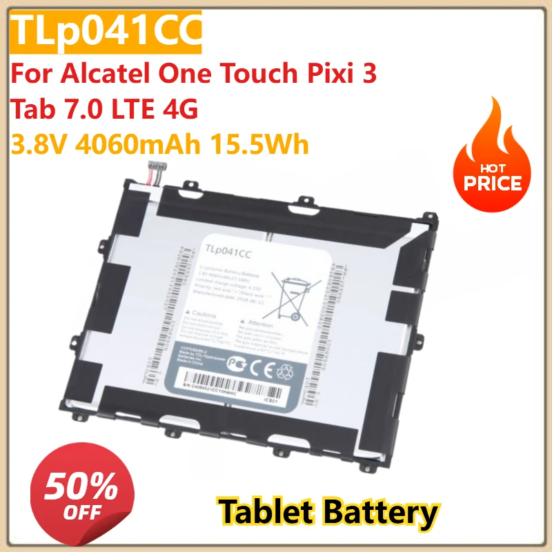 

Долговечный сменный аккумулятор TLp041CC 3,8 В, 4060 мАч, 15,5 Втч для планшета Alcatel One Touch Pixi 3 Tab 7,0 LTE 4G